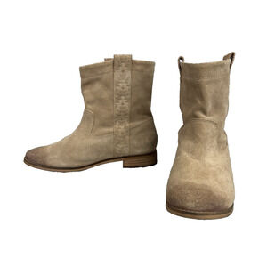 Toms Laurel Booties Womens 8 Beige Burnished Suede Pull On Southwestern